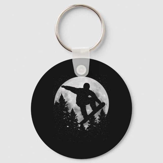 Snowboard Moon Snowboarding Winter Sports Snowboar Key Ring (Front)