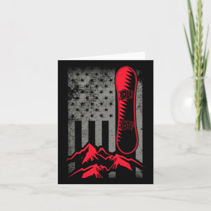 Snowboard Mountains American Flag Winter Sport Top Card