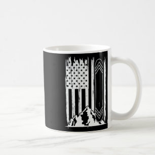 Snowboard Mountains American Flag Winter Sport Top Coffee Mug