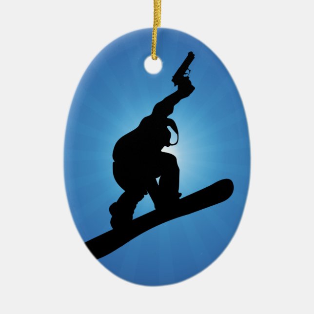 Snowboard Outlaw Ceramic Tree Decoration (Front)