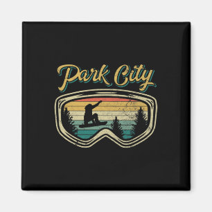 Snowboard Park City Utah Distressed Goggles Big Ai Magnet