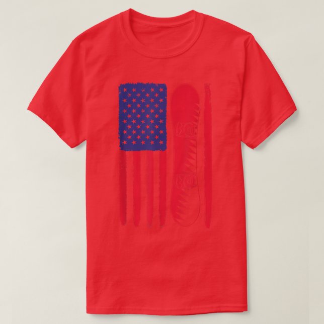 Snowboard Patriotic American Flag For Snowboarder  T-Shirt (Design Front)