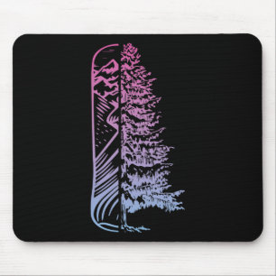 Snowboard Pine Tree Snowboarding Snowboarder Mount Mouse Mat