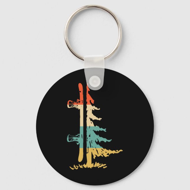 Snowboard Pine Tree Vintage Snowboarder Snowboardi Key Ring (Front)
