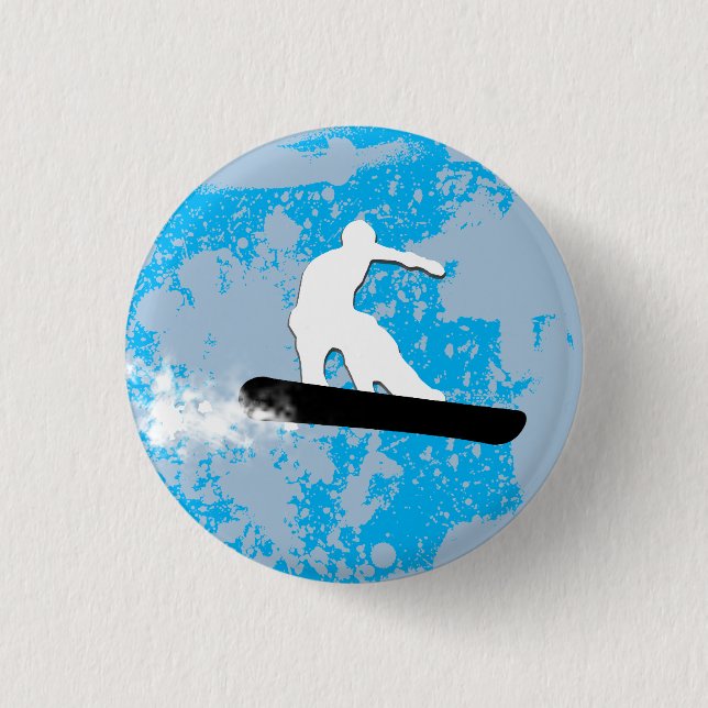 snowboard. powder trail. 3 cm round badge (Front)