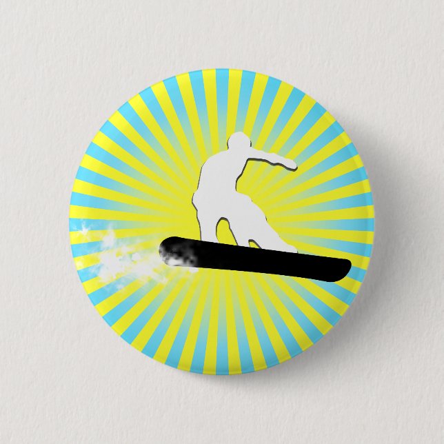 snowboard. powder trail. 6 cm round badge (Front)