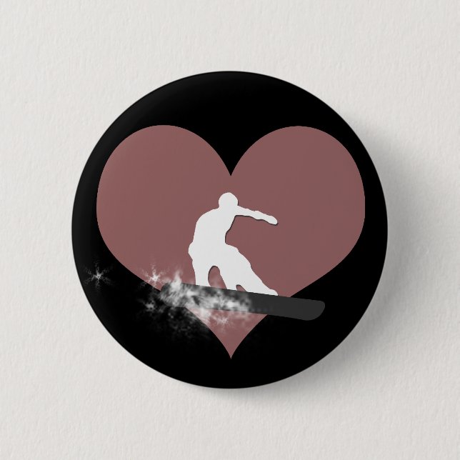 snowboard. powder trail. 6 cm round badge (Front)