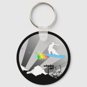 snowboard. powder trail. key ring