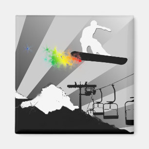 snowboard. powder trail. magnet