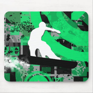 snowboard. powder trail. mouse mat