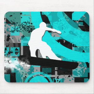 snowboard. powder trail. mouse mat