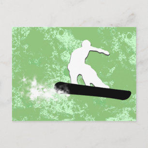 snowboard. powder trail. postcard