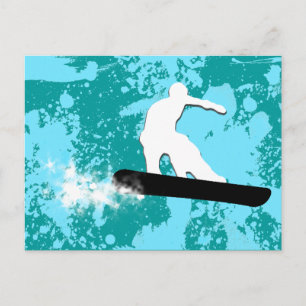 snowboard. powder trail. postcard