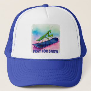 Snowboard praying mantis pray for snow insect art  trucker hat