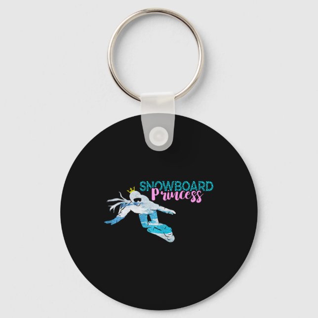 Snowboard Princess Crown Winter Snowboarder Snowbo Key Ring (Front)