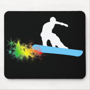 snowboard. rainbow. mouse mat