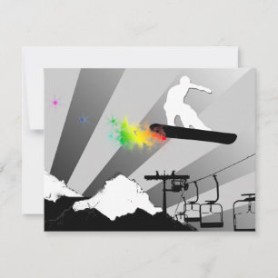 snowboard : rainbow powder trail invitation