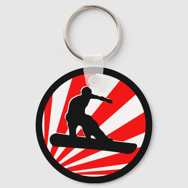 snowboard. red rays. key ring (Front)