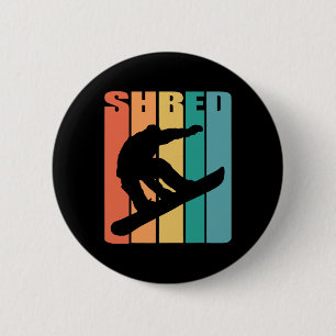 Snowboard Retro 70s Picture Silhouette Fun Gift Sn 6 Cm Round Badge