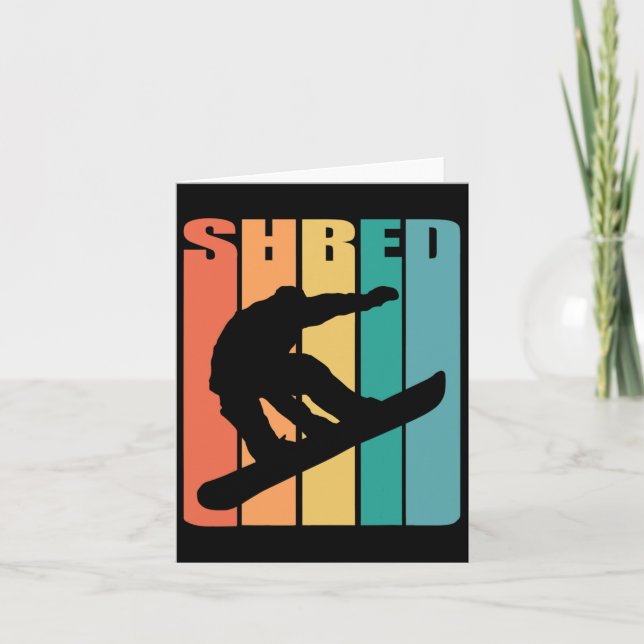 Snowboard Retro 70s Picture Silhouette Fun Gift Sn Card (Front)
