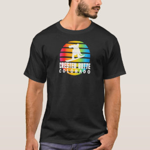 Snowboard Retro Sun Snowboarder Crested Butte Colo T-Shirt
