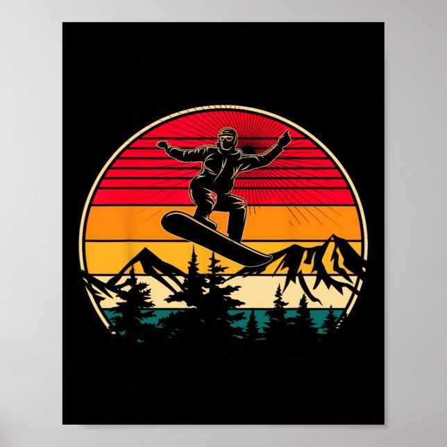 Snowboard Retro Sunset Style Snowboarding Winter S Poster (Front)