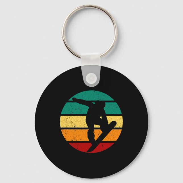 Snowboard Retro Sunset Winter Sports Alpine Skier  Key Ring (Front)