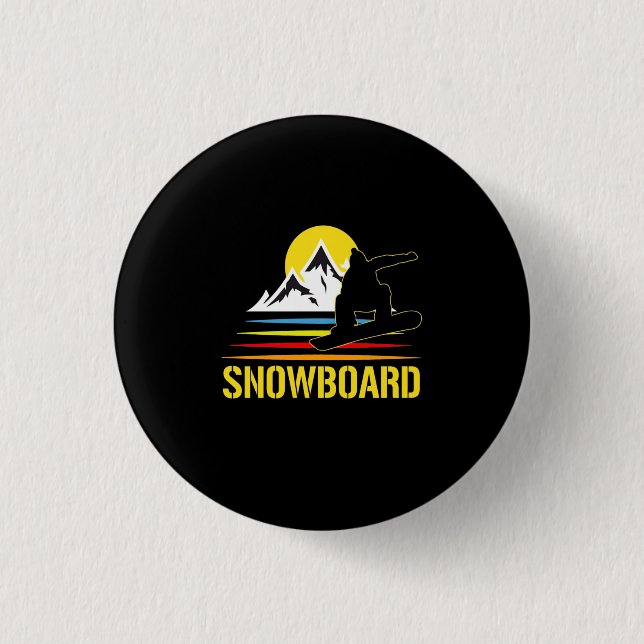 Snowboard Retro Vintage 3 Cm Round Badge (Front)