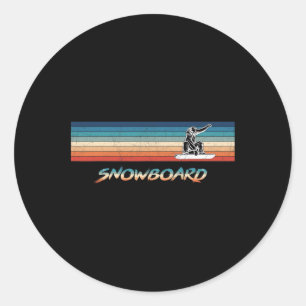 Snowboard Retro Vintage Snowboarding Gift Classic Round Sticker