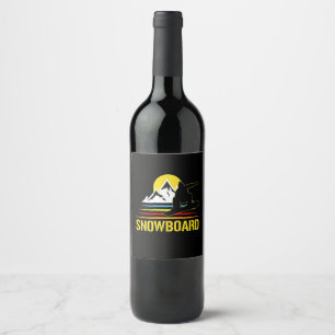 Snowboard Retro Vintage Wine Label