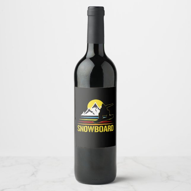 Snowboard Retro Vintage Wine Label (Front)