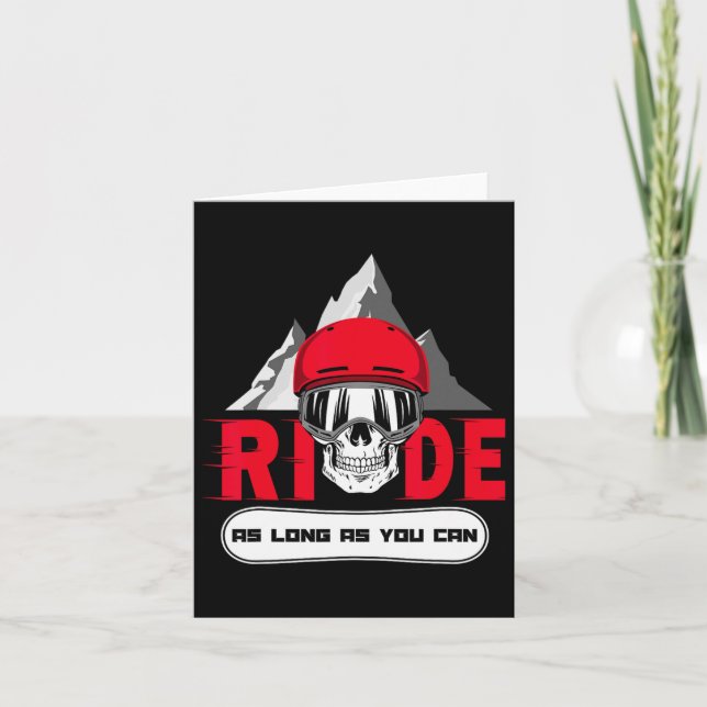 Snowboard Ride Apres Ski Fun Skull Saying Gift  Card (Front)