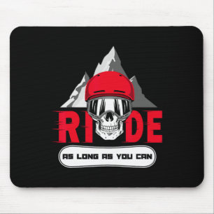 Snowboard Ride Apres Ski Fun Skull Saying Gift Mouse Mat