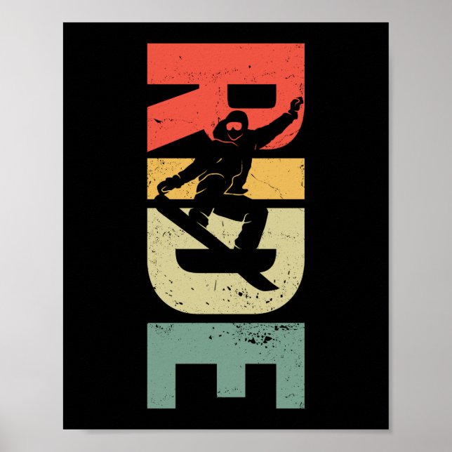 Snowboard Ride Vintage Retro Poster (Front)