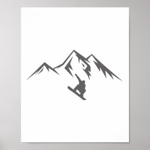Snowboard Shirt Snow Mountain Winter Snowboarding  Poster