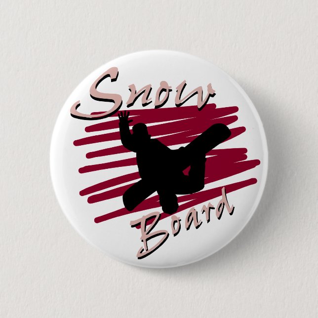 Snowboard Silhouette 6 Cm Round Badge (Front)