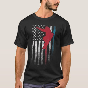 Snowboard Ski 4th Of July American Flag America T-Shirt