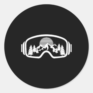Snowboard Ski Skiing Goggles Snowboarder Skier Win Classic Round Sticker