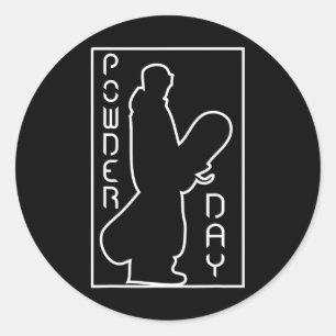 Snowboard Ski Winter Sports Snow Powder Day Logo Classic Round Sticker