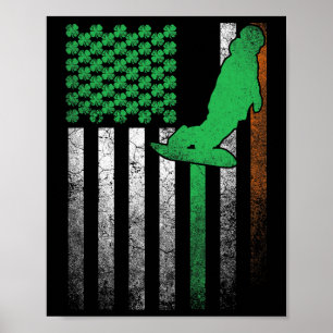 Snowboard Snow Ski Irish American Flag St. Patrick Poster