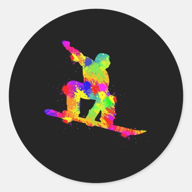 Snowboard Snowboarder Snowboarding Boys Kids Men 1 Classic Round Sticker (Front)