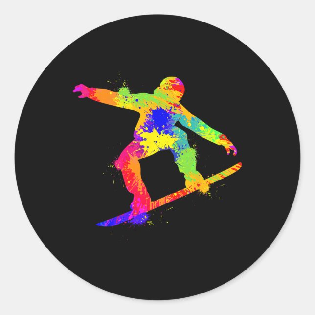 Snowboard Snowboarder Snowboarding Boys Kids Men  Classic Round Sticker (Front)