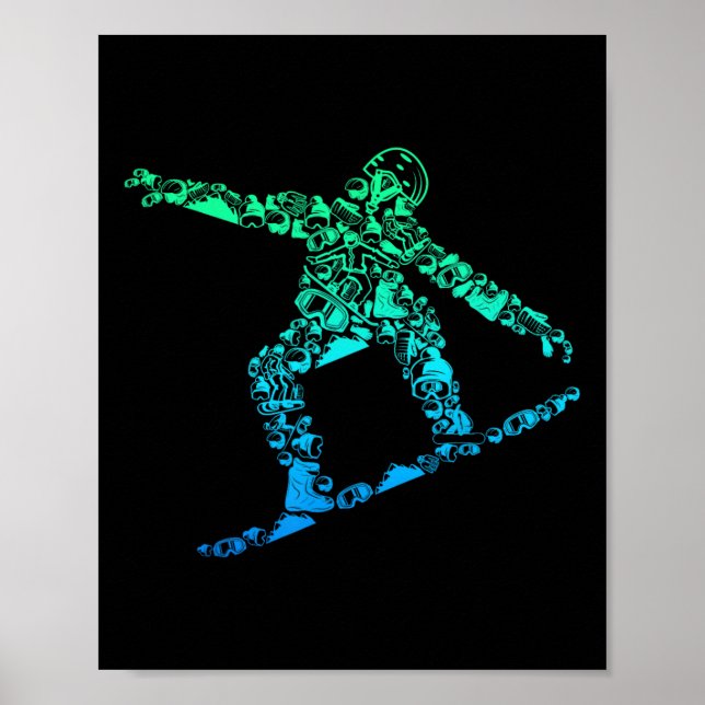 Snowboard Snowboarder Snowboarding Men Boys Kids  Poster (Front)