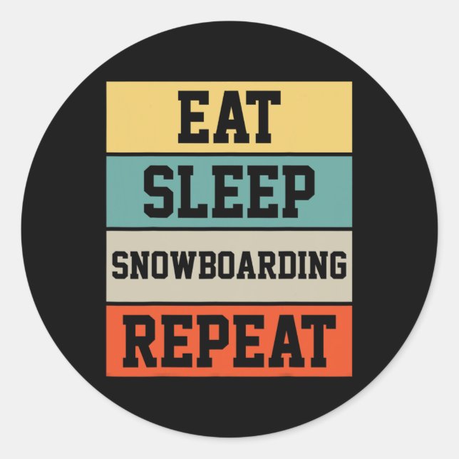Snowboard Snowboarder Snowboarding Retro Gift  Classic Round Sticker (Front)