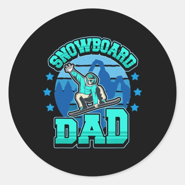 Snowboard Snowboarding Awesome Dad Men Gift  Classic Round Sticker (Front)