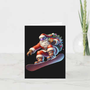 Snowboard Snowboarding Santa Christmas  Card