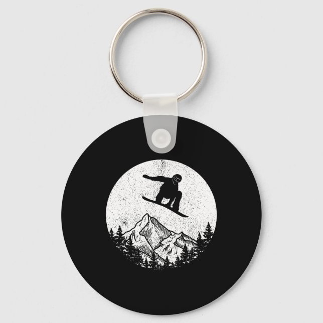 Snowboard Snowboarding Silhouette Snowboarding Gif Key Ring (Front)