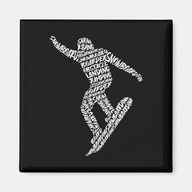 Snowboard Snowboarding Typography Boys Kids Men Sn Magnet (Front)