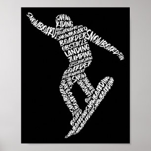 Snowboard Snowboarding Typography Boys Kids Men Sn Poster