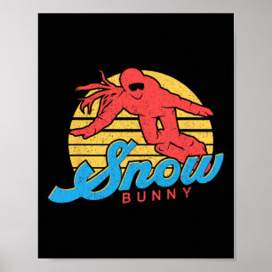 Snowboard Snowboarding Vintage Retro Bunny Girl Poster
